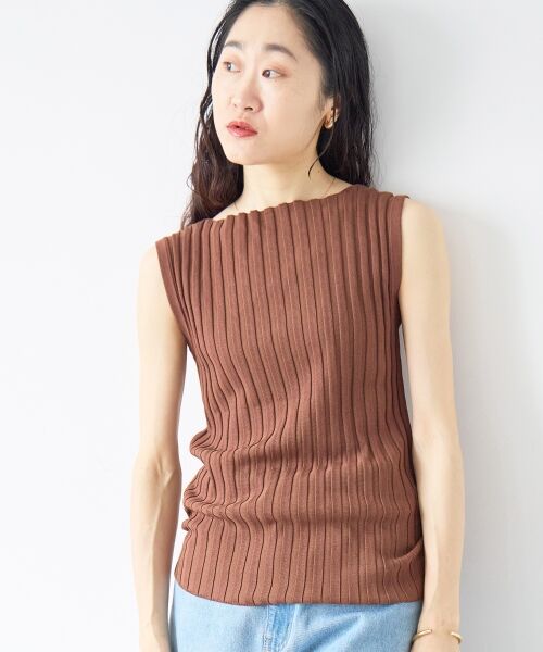 le.coeur blanc / ルクールブラン ニット・セーター | ボートネックノースリリブニット | 詳細6