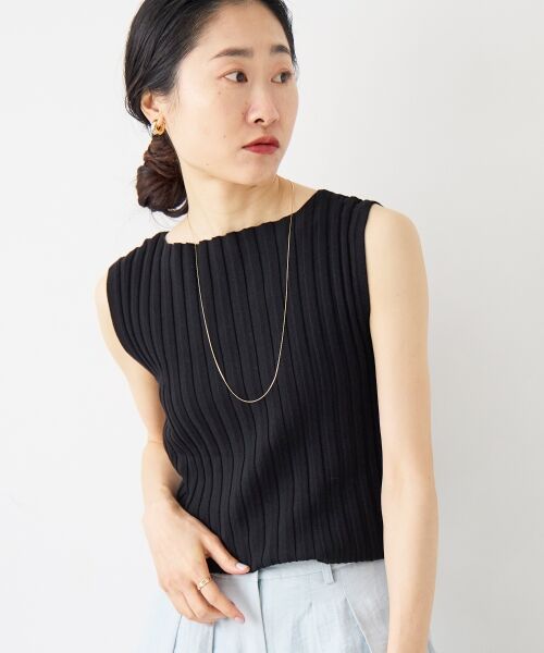 le.coeur blanc / ルクールブラン ニット・セーター | ボートネックノースリリブニット（ブラック）