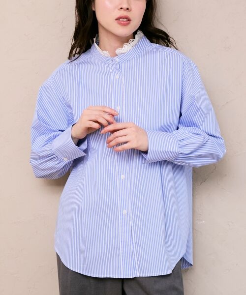 le.coeur blanc / ルクールブラン シャツ・ブラウス | ストライプネックレース2wayシャツ | 詳細16