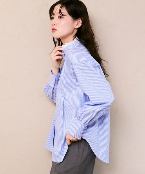 le.coeur blanc / ルクールブラン シャツ・ブラウス | ストライプネックレース2wayシャツ | 詳細19
