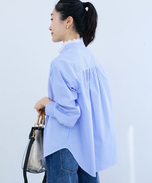 le.coeur blanc / ルクールブラン シャツ・ブラウス | ストライプネックレース2wayシャツ | 詳細5