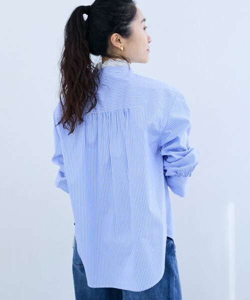 le.coeur blanc / ルクールブラン シャツ・ブラウス | ストライプネックレース2wayシャツ | 詳細6