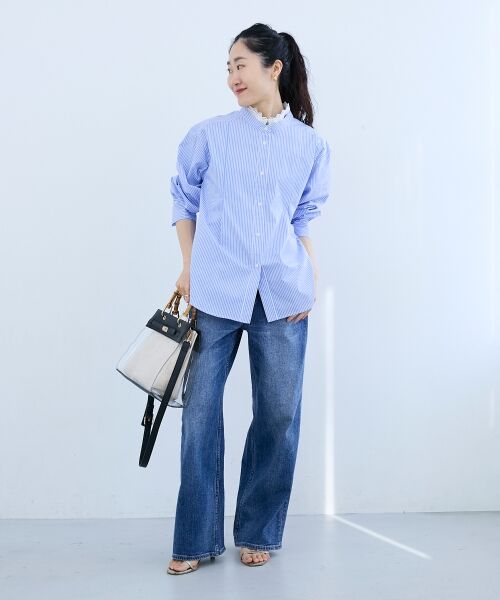 le.coeur blanc / ルクールブラン シャツ・ブラウス | ストライプネックレース2wayシャツ | 詳細8