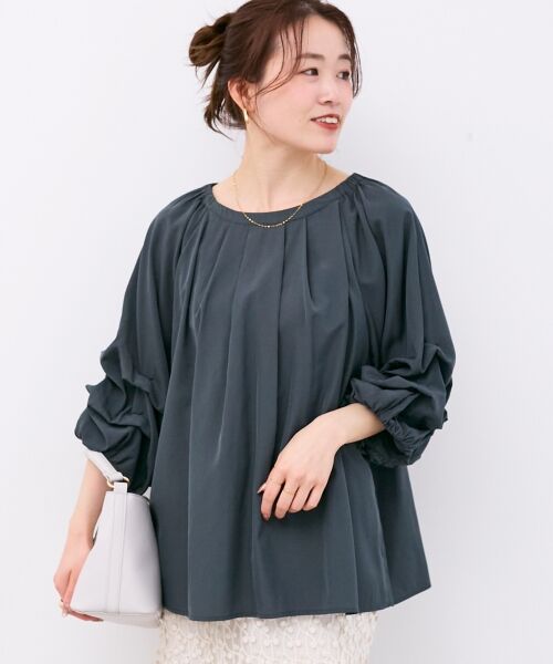 le.coeur blanc / ルクールブラン シャツ・ブラウス | タックスリーブブラウス（Ｄ／グレー）