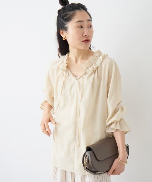 le.coeur blanc / ルクールブラン シャツ・ブラウス | シアーフリルネックブラウス | 詳細3