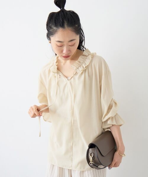 le.coeur blanc / ルクールブラン シャツ・ブラウス | シアーフリルネックブラウス | 詳細7