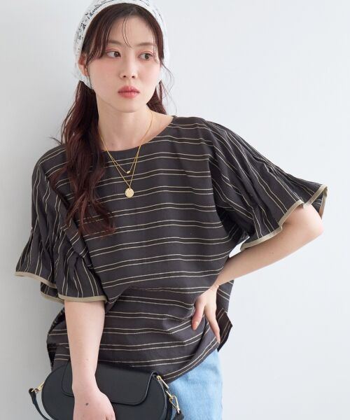 le.coeur blanc / ルクールブラン シャツ・ブラウス | ドビーボーダーギャザーブラウス | 詳細17