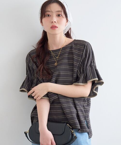 le.coeur blanc / ルクールブラン シャツ・ブラウス | ドビーボーダーギャザーブラウス | 詳細18