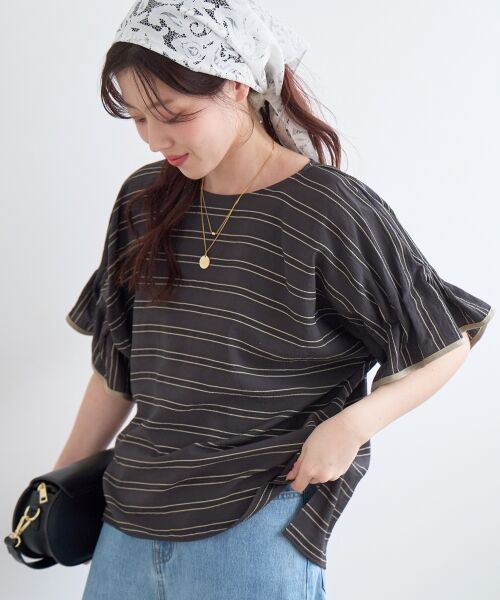 le.coeur blanc / ルクールブラン シャツ・ブラウス | ドビーボーダーギャザーブラウス | 詳細19