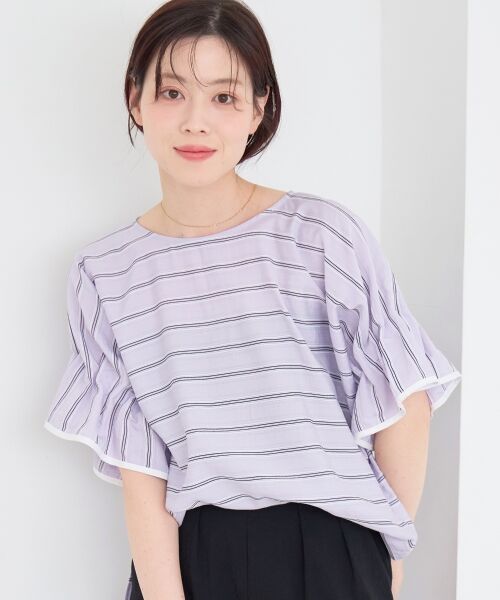 le.coeur blanc / ルクールブラン シャツ・ブラウス | ドビーボーダーギャザーブラウス | 詳細2