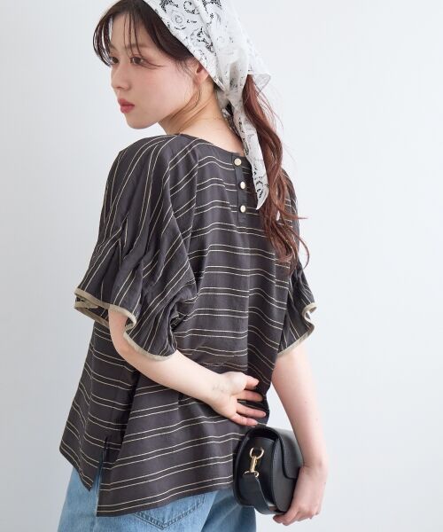 le.coeur blanc / ルクールブラン シャツ・ブラウス | ドビーボーダーギャザーブラウス | 詳細20