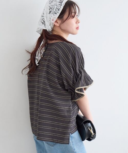 le.coeur blanc / ルクールブラン シャツ・ブラウス | ドビーボーダーギャザーブラウス | 詳細22