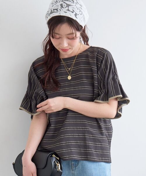 le.coeur blanc / ルクールブラン シャツ・ブラウス | ドビーボーダーギャザーブラウス | 詳細23