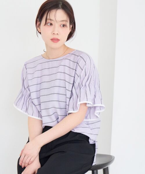 le.coeur blanc / ルクールブラン シャツ・ブラウス | ドビーボーダーギャザーブラウス | 詳細3