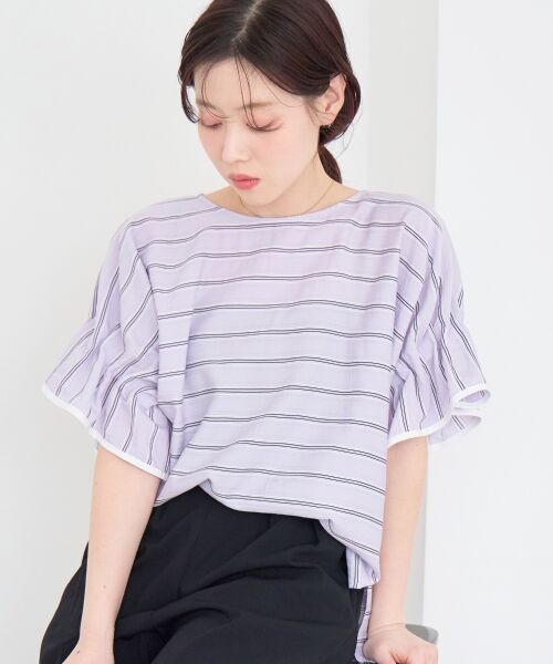 le.coeur blanc / ルクールブラン シャツ・ブラウス | ドビーボーダーギャザーブラウス | 詳細4