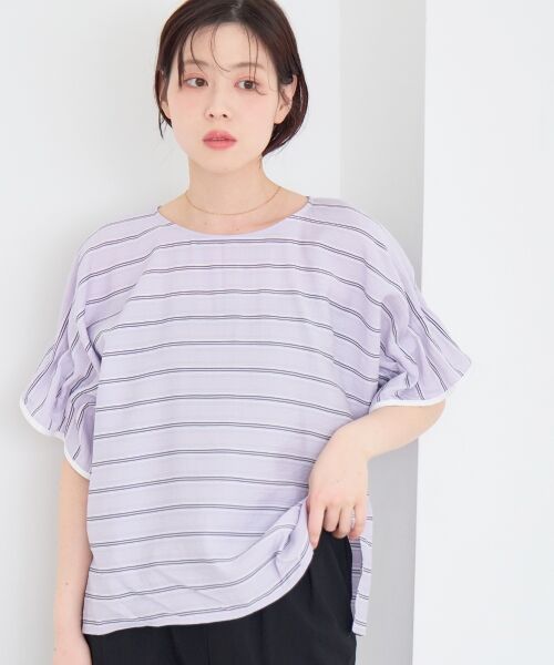 le.coeur blanc / ルクールブラン シャツ・ブラウス | ドビーボーダーギャザーブラウス | 詳細5