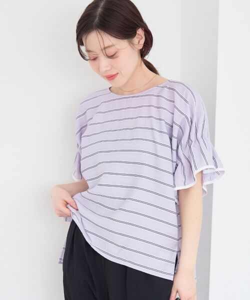 le.coeur blanc / ルクールブラン シャツ・ブラウス | ドビーボーダーギャザーブラウス | 詳細6