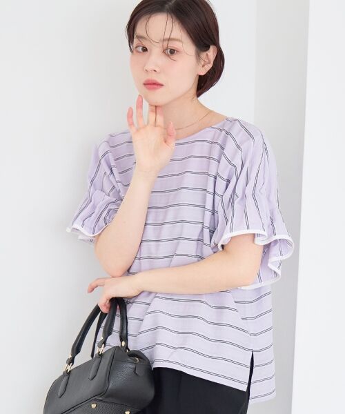 le.coeur blanc / ルクールブラン シャツ・ブラウス | ドビーボーダーギャザーブラウス | 詳細8