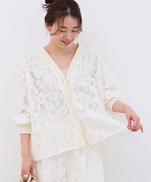 le.coeur blanc / ルクールブラン カーディガン・ボレロ | フラワーメッシュレースカーデ | 詳細16