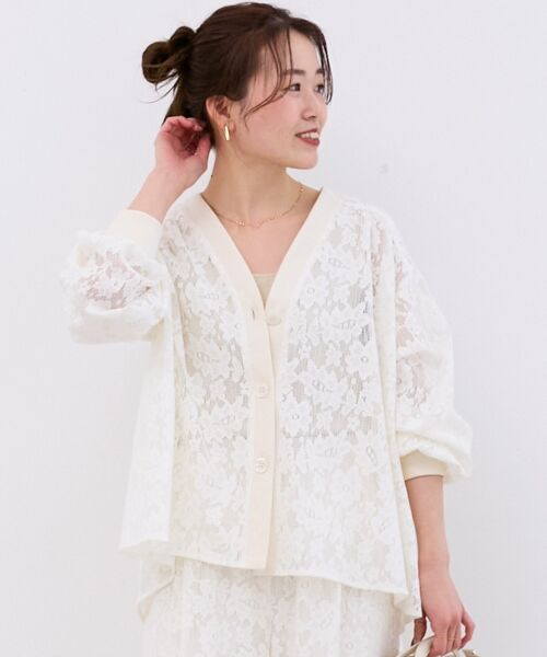 le.coeur blanc / ルクールブラン カーディガン・ボレロ | フラワーメッシュレースカーデ | 詳細17