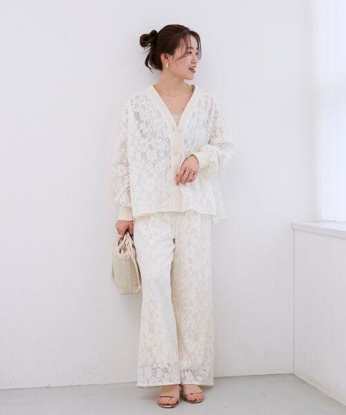 le.coeur blanc / ルクールブラン カーディガン・ボレロ | フラワーメッシュレースカーデ | 詳細9