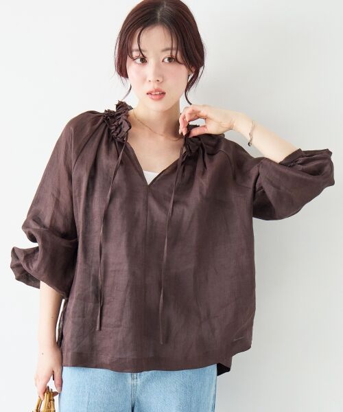 le.coeur blanc / ルクールブラン シャツ・ブラウス | ラミーカルゼフリルネックブラウス | 詳細14