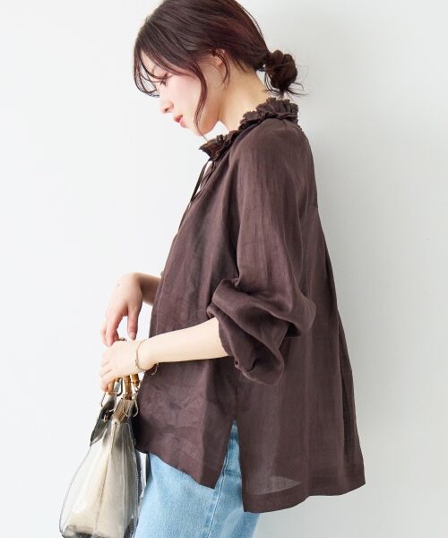 le.coeur blanc / ルクールブラン シャツ・ブラウス | ラミーカルゼフリルネックブラウス | 詳細18