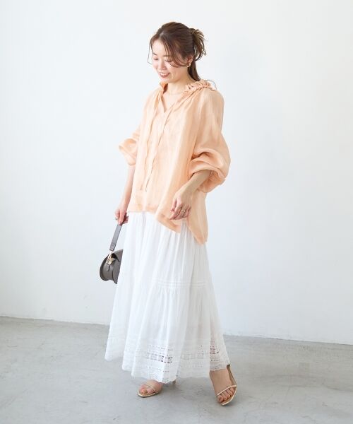 le.coeur blanc / ルクールブラン シャツ・ブラウス | ラミーカルゼフリルネックブラウス | 詳細8