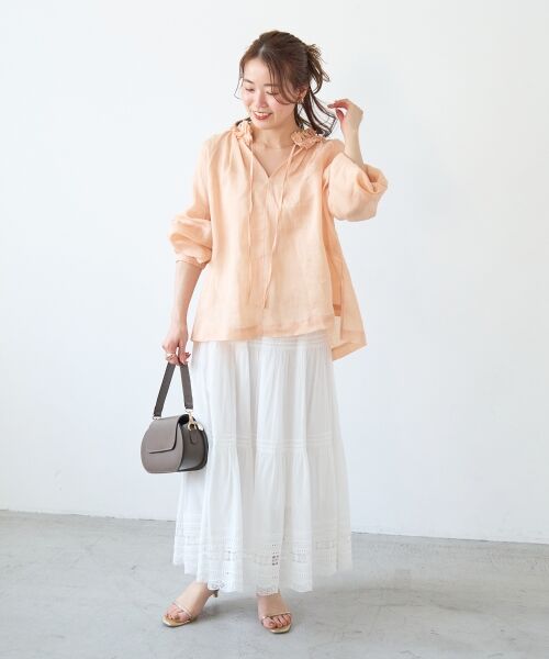 le.coeur blanc / ルクールブラン シャツ・ブラウス | ラミーカルゼフリルネックブラウス | 詳細9