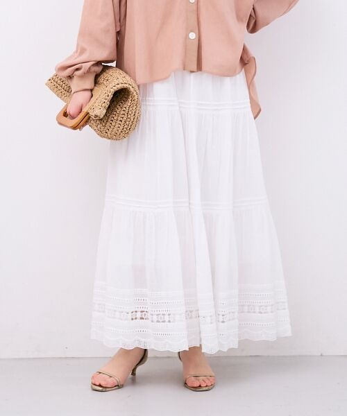 le.coeur blanc / ルクールブラン ロング・マキシ丈スカート | コットンレーススカート | 詳細5