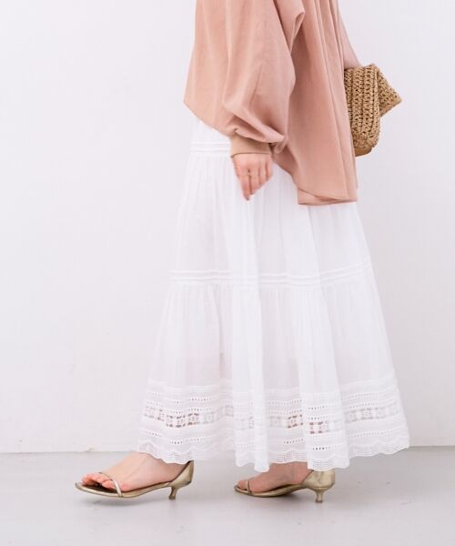 le.coeur blanc / ルクールブラン ロング・マキシ丈スカート | コットンレーススカート | 詳細6