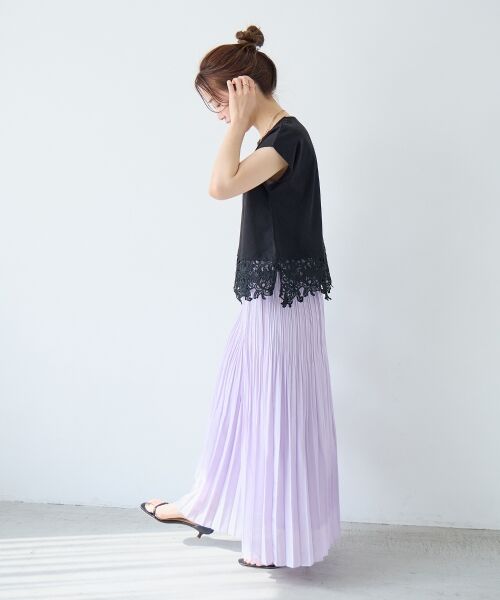 le.coeur blanc / ルクールブラン ロング・マキシ丈スカート | 麻混シアーランダムプリーツスカート | 詳細12