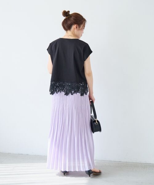 le.coeur blanc / ルクールブラン ロング・マキシ丈スカート | 麻混シアーランダムプリーツスカート | 詳細13