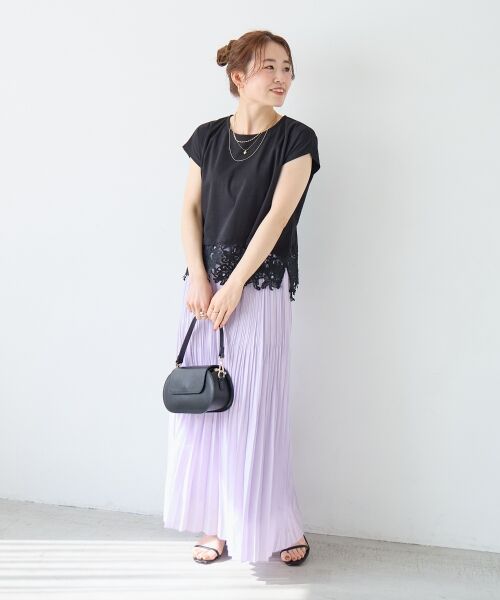 le.coeur blanc / ルクールブラン ロング・マキシ丈スカート | 麻混シアーランダムプリーツスカート | 詳細15