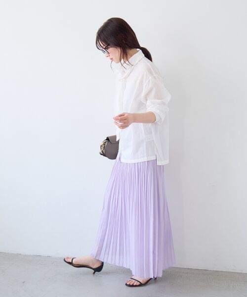 le.coeur blanc / ルクールブラン ロング・マキシ丈スカート | 麻混シアーランダムプリーツスカート | 詳細17