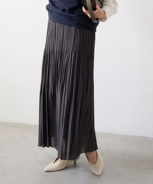 le.coeur blanc / ルクールブラン ロング・マキシ丈スカート | 麻混シアーランダムプリーツスカート | 詳細19