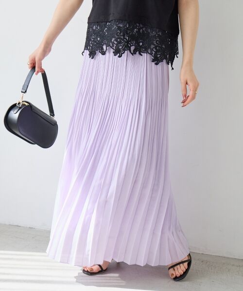 le.coeur blanc / ルクールブラン ロング・マキシ丈スカート | 麻混シアーランダムプリーツスカート | 詳細2