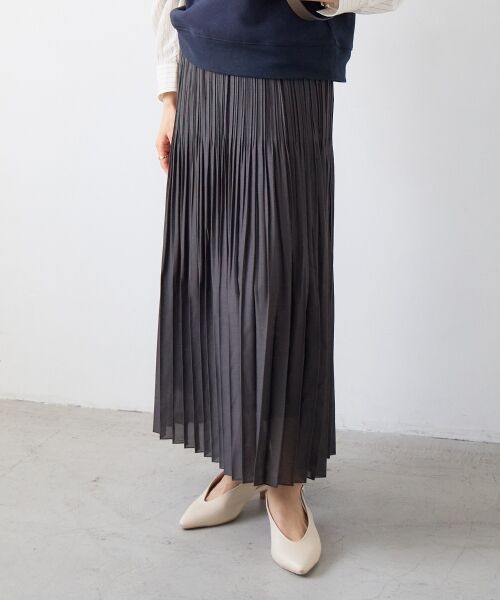 le.coeur blanc / ルクールブラン ロング・マキシ丈スカート | 麻混シアーランダムプリーツスカート | 詳細20