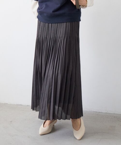 le.coeur blanc / ルクールブラン ロング・マキシ丈スカート | 麻混シアーランダムプリーツスカート | 詳細21