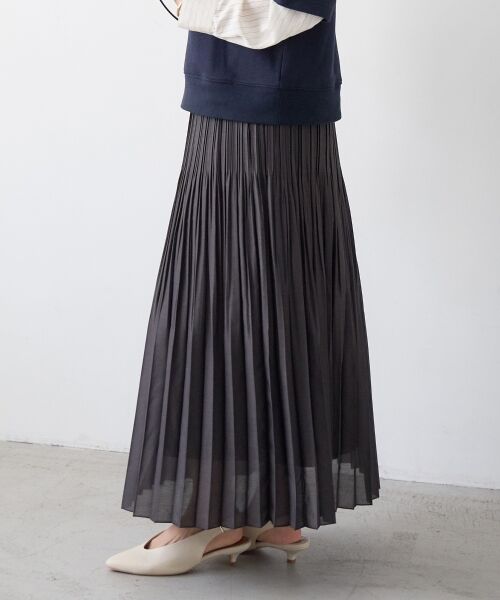 le.coeur blanc / ルクールブラン ロング・マキシ丈スカート | 麻混シアーランダムプリーツスカート | 詳細22