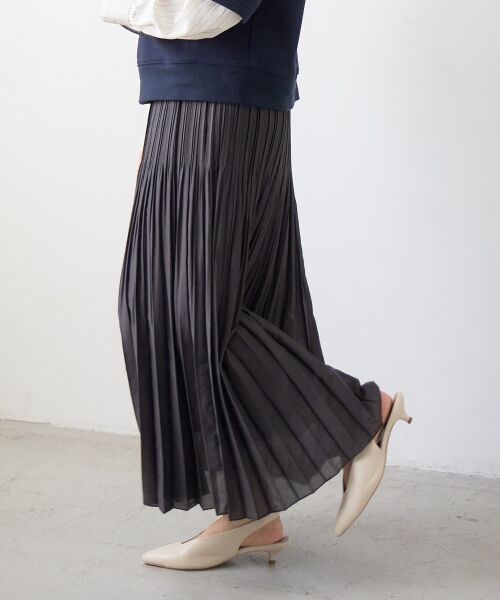 le.coeur blanc / ルクールブラン ロング・マキシ丈スカート | 麻混シアーランダムプリーツスカート | 詳細23
