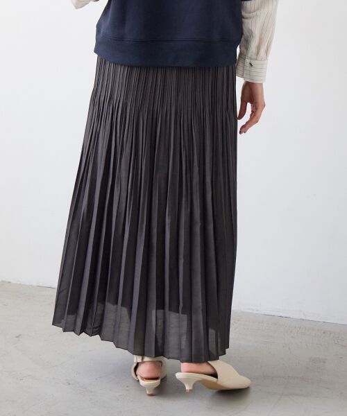 le.coeur blanc / ルクールブラン ロング・マキシ丈スカート | 麻混シアーランダムプリーツスカート | 詳細24