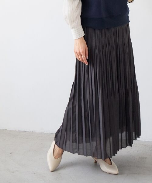 le.coeur blanc / ルクールブラン ロング・マキシ丈スカート | 麻混シアーランダムプリーツスカート | 詳細26
