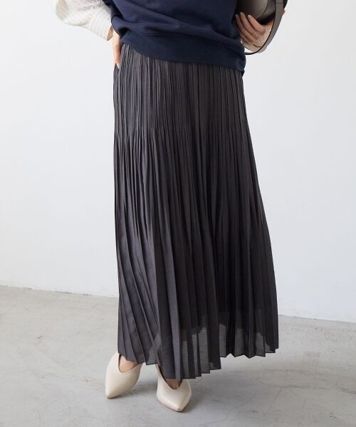 le.coeur blanc / ルクールブラン ロング・マキシ丈スカート | 麻混シアーランダムプリーツスカート | 詳細27