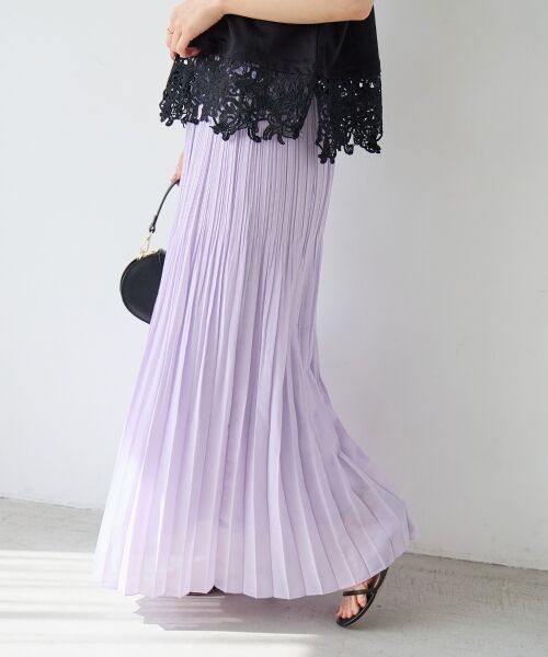 le.coeur blanc / ルクールブラン ロング・マキシ丈スカート | 麻混シアーランダムプリーツスカート | 詳細4