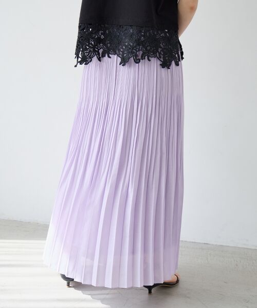 le.coeur blanc / ルクールブラン ロング・マキシ丈スカート | 麻混シアーランダムプリーツスカート | 詳細6