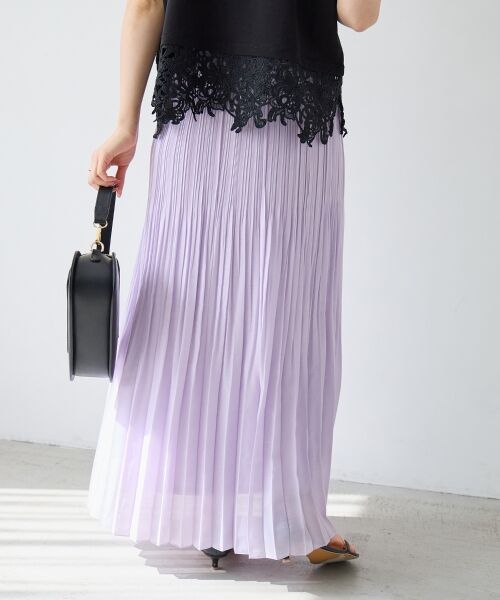 le.coeur blanc / ルクールブラン ロング・マキシ丈スカート | 麻混シアーランダムプリーツスカート | 詳細7