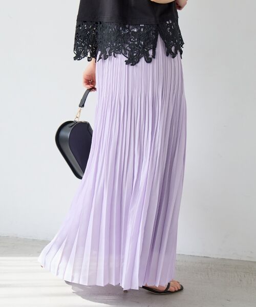 le.coeur blanc / ルクールブラン ロング・マキシ丈スカート | 麻混シアーランダムプリーツスカート | 詳細8