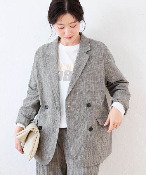 le.coeur blanc / ルクールブラン テーラードジャケット | グレンチェックスラブテーラードジャケット（ブラック柄）