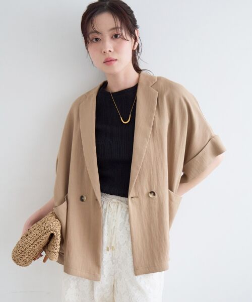 le.coeur blanc / ルクールブラン テーラードジャケット | タンブラーハーフスリーブテーラードジャケット（キャメル）